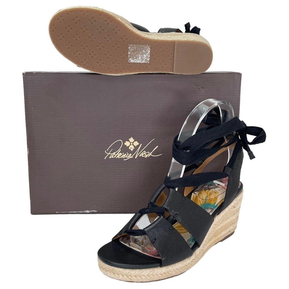 Patricia Nash Riva Black Leather Tie Up Womens Espadrille Sandals Size 7.5M - Picture 14 of 14